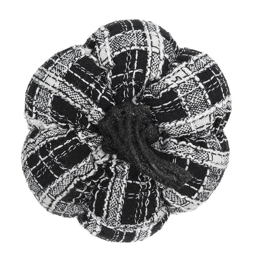 Light Plaid Pumpkin, For Holiday Halloween Decor - Black / White