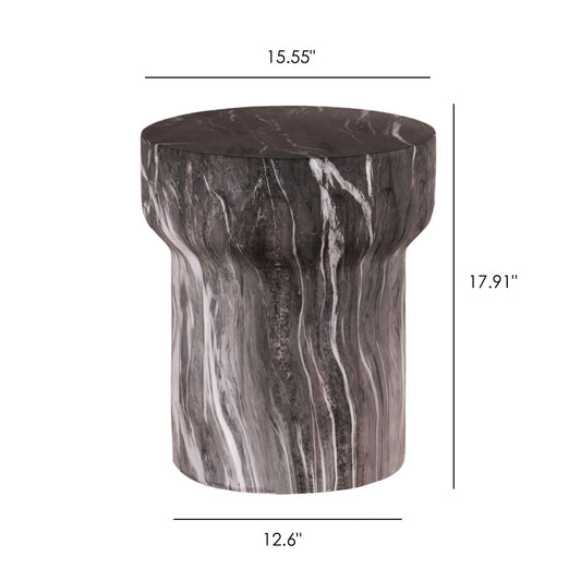 Round Geometric Outdoor End Table - Marble