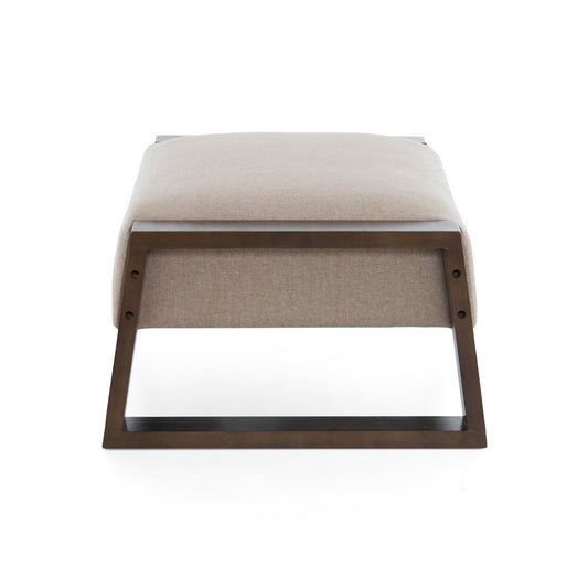 Sleek And Stylish Ottoman Polyester With Rubberwood Legs - Beige