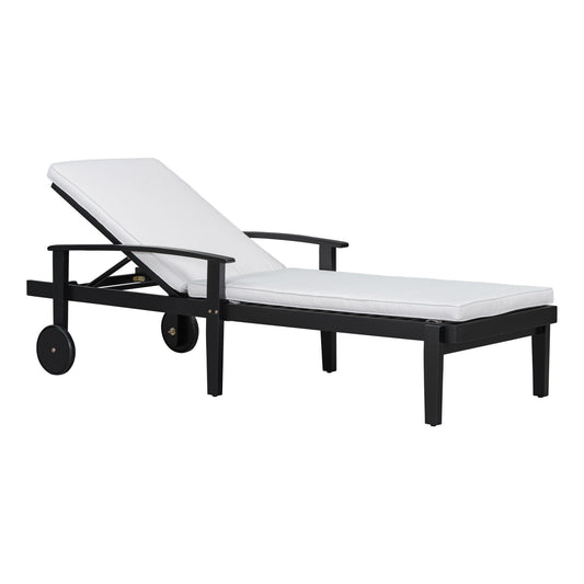 Jason - Black Chaise Lounge Adjustable Acacia Wood Outdoor Furniture