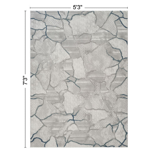 Geometrix - 5'3" X 7'3" Area Rug, Geometric 3D Effect - Gray / Ivory