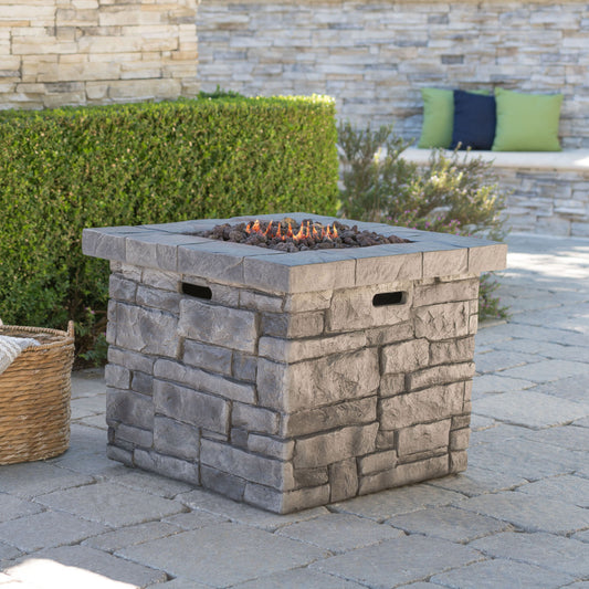 Outdoor Square Propane Fire Pit 40, 000 Btu - Gray