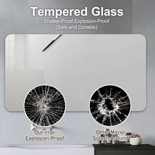 Bathroom Vanity Mirror, Wall Mounted Mirror For Bathroom Anti-Fog Waterproof - Clear