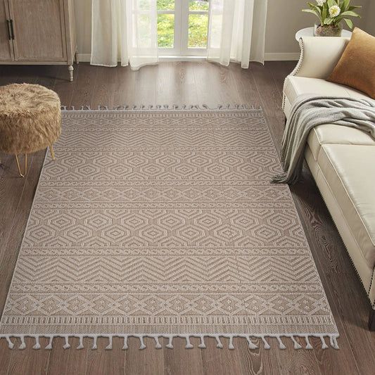 Guros - 8' X 10' Geometric Indoor / Outdoor Area Rug - Mocha