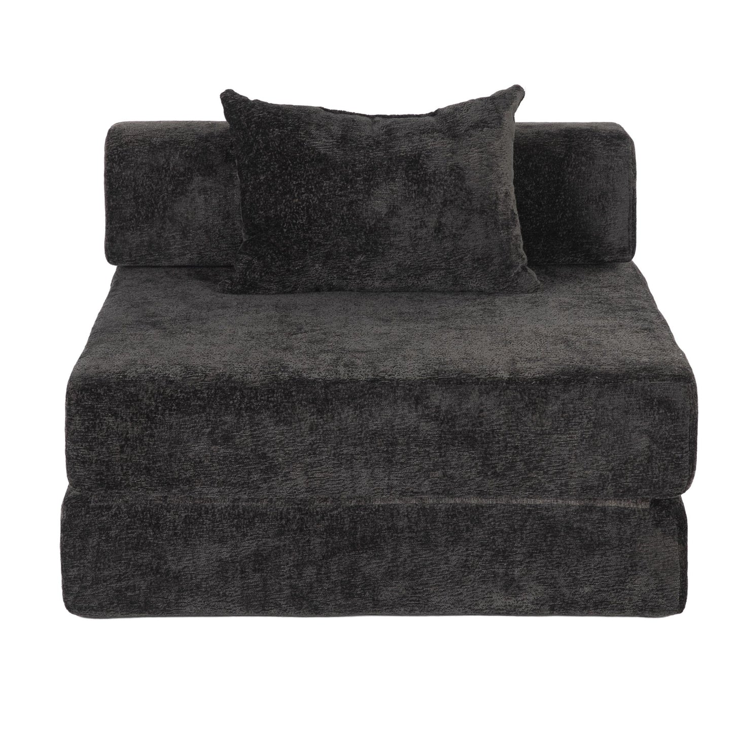 Convertible Floor Sofa Bed With Fixed Shape Frame For Living Room - Black