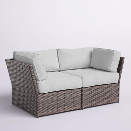 Outdoor Wicker Loveseat With Cushions Patio Seating Wicker - Brown