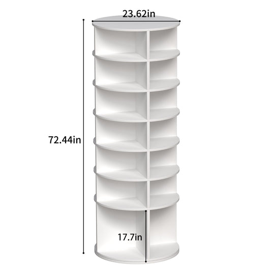 6 Tier Spinning Shoe Rack, Free Standing, 360° Revolving Shoe Organizer - White