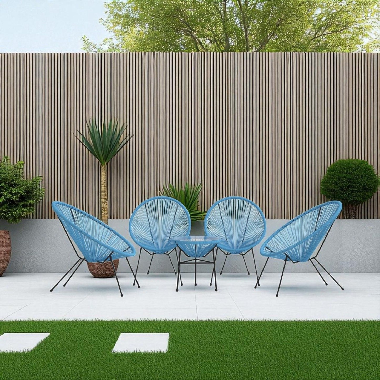 Outdoor Conversation Set With Ergonomic Lounge Chairs And Tempered Glass Table