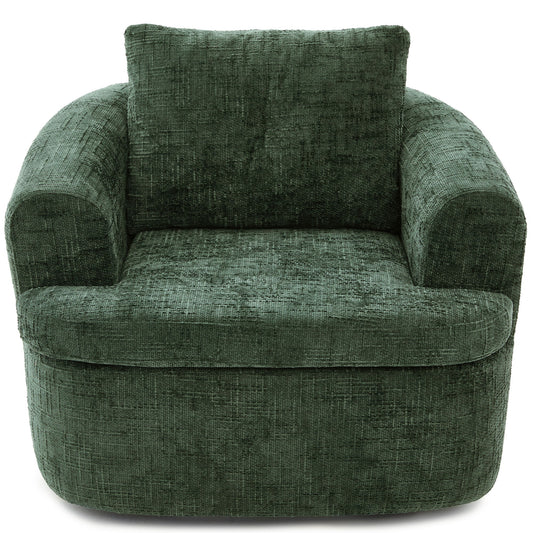 Modern Swivel Barrel Chair With Dual-Layer Cushion