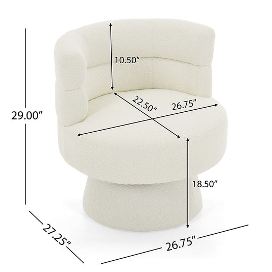 Swivel Accent Chair, 360° Rotating Design With Ergonomic Support For Living Room, Bedroom & Home Office - Cream White
