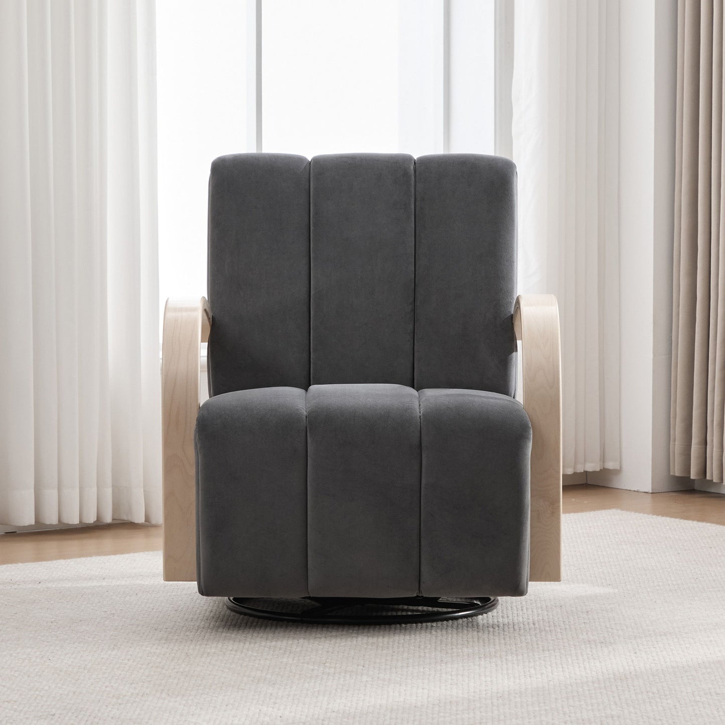 360° Swivel Accent Chair With Armrests - Charcoal