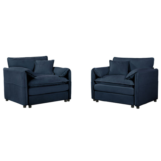 Modern Chenille Oversized Accent Chair, Comfy Single Sofa With Large Seat (Set of 2)