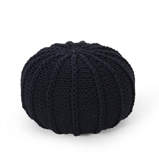 Bordeaux - Knitted Cotton Round Pouf Ottoman And Floor Cushion