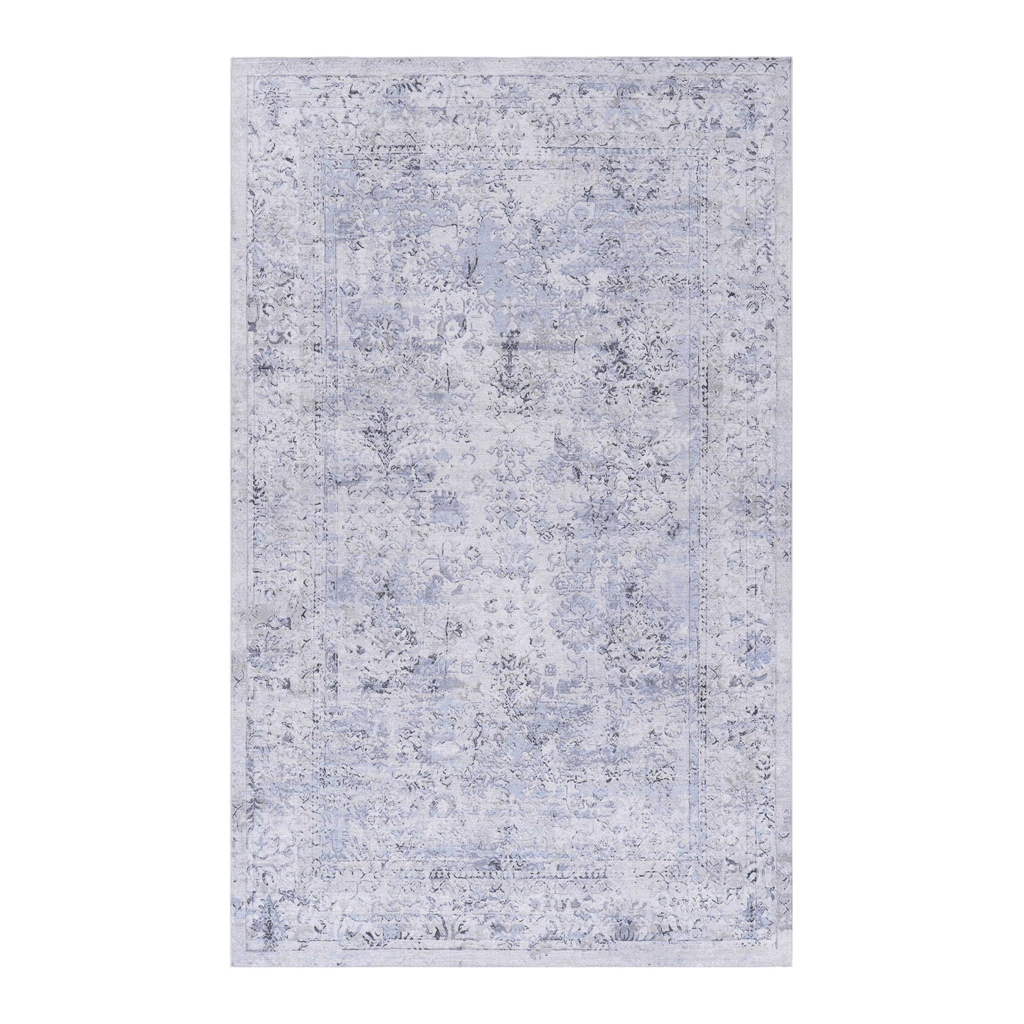 Maval - 4' X 6' Area Rug Washable - Blue / Cream