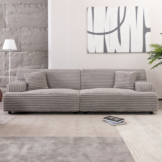 Modern Comfortable Cloud Sofa, Soft Plush Corduroy With Square Armrests