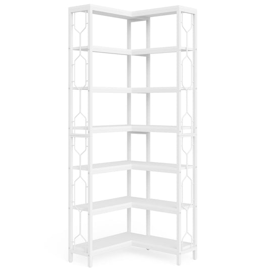 7 Tier Corner Bookshelf, Etagere Display Shelf