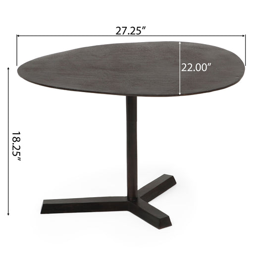 Industrial Style Elliptical Side Table With Aluminum Frame - Bronze