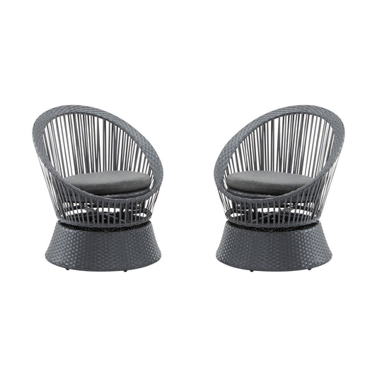 Modern Swivel Wicker Lounge Chair With Round Design