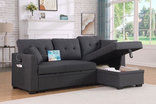 Luxurious Comfort Sectional Sofa Bed - Dark Gray