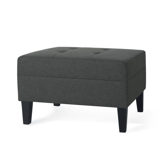 Ottoman With Birch Wood Legs And Cushioned Top For Comfort