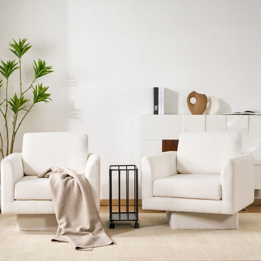 360° Modern Swivel Accent Chair Round Armchair, Thick Padded Single Lounge Sofa Upholstered Comfy