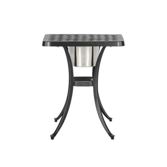 Outdoor Cast Aluminum Bistro Table With Ice Bucket - Black Copper