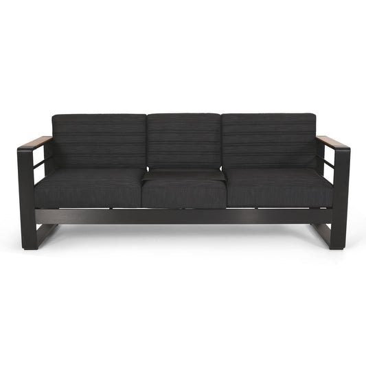 Giovanna - 3 Seater Sofa With Aluminum Frame And Water Repellence Cushions - Black