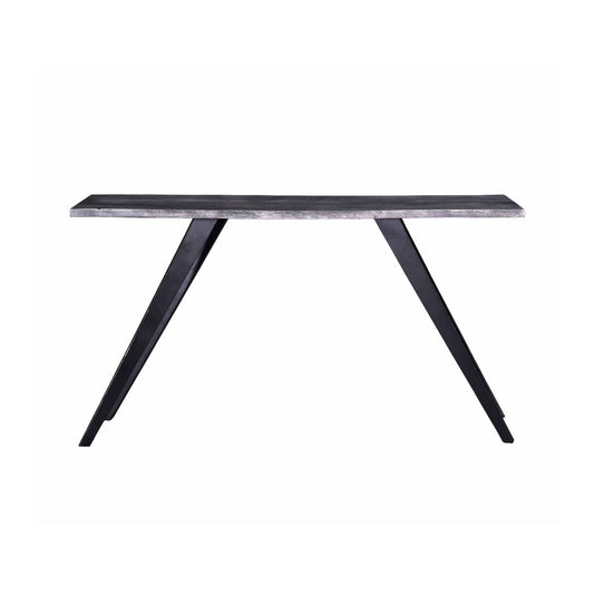 Acacia Wood And Metal Console Table, Live Edge, Angled Legs, Modern Living Room Furniture - Gray / Black