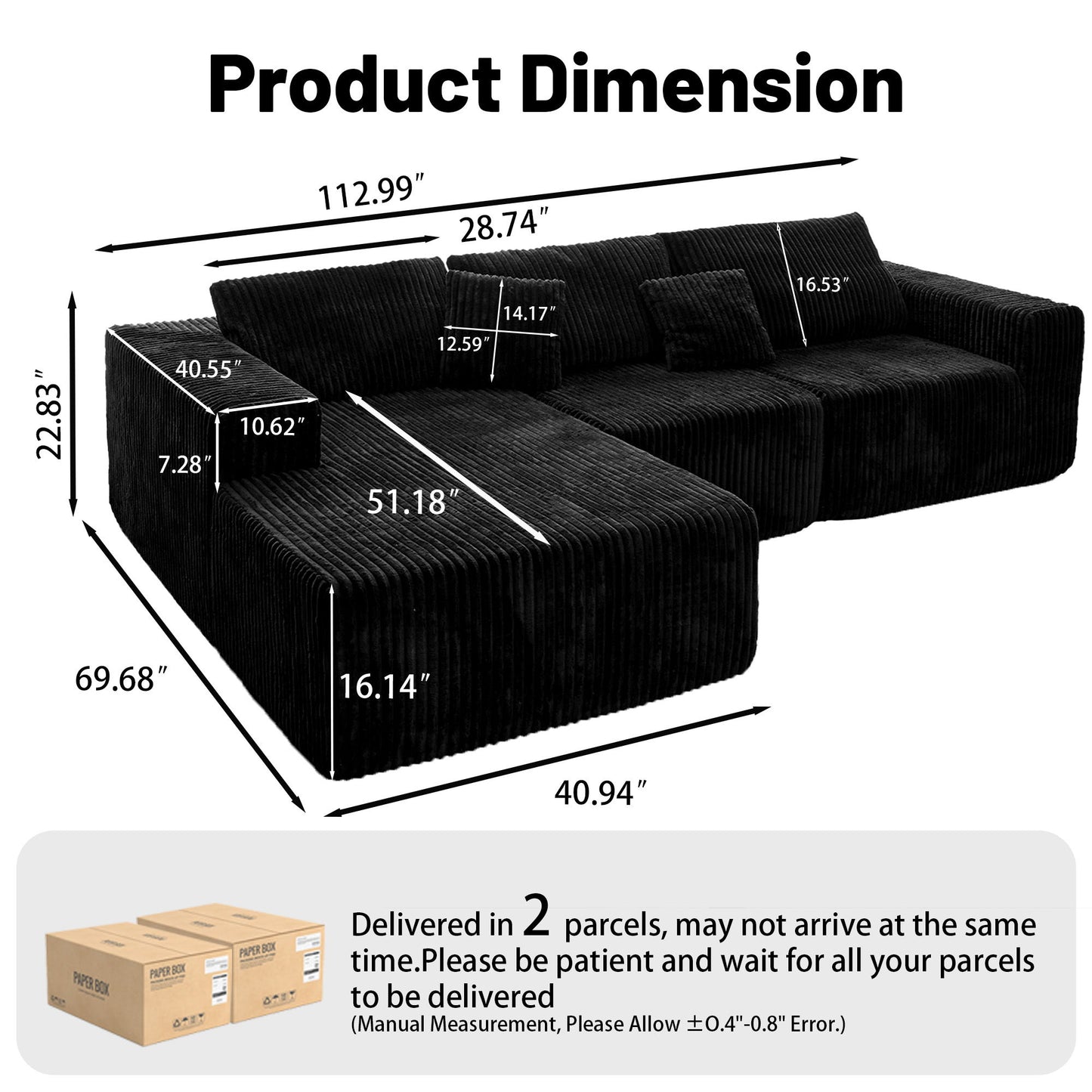 Modern Cloud Sectional Sofa With L-Shape Chaise