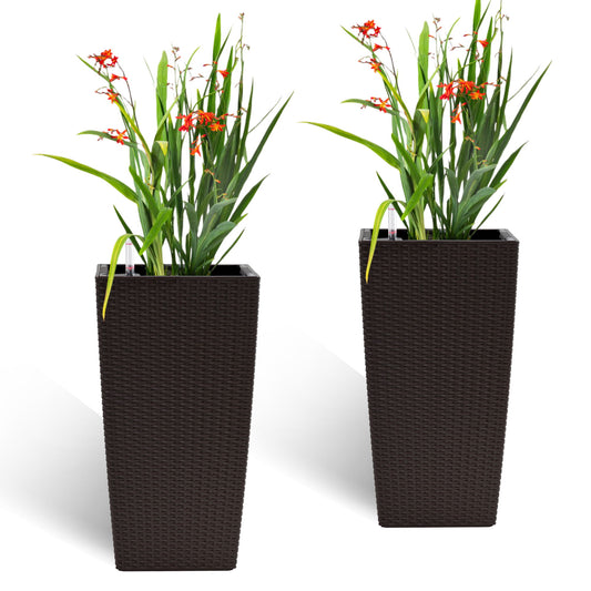 Indoor Outdoor Planter With Automatic Watering System (Set of 2)