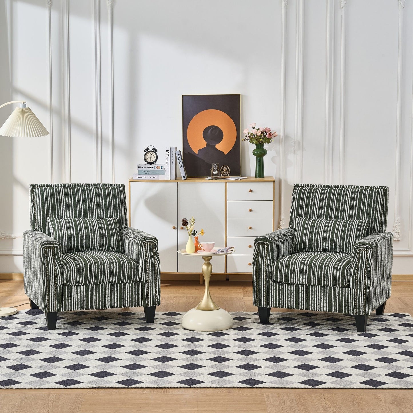 Accent Chair With Arms, Comfy Armchair For Living Room - Green