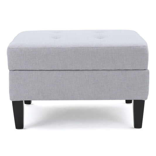 Storage Ottoman With Birch Wood Legs And Cushioned Top For Comfort