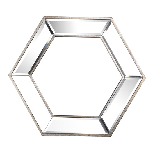 Hexagon Wall Mirror With Contemporary Glass Design, Home Decor Accent Mirror For Living Room, Entryway, Bedroom
