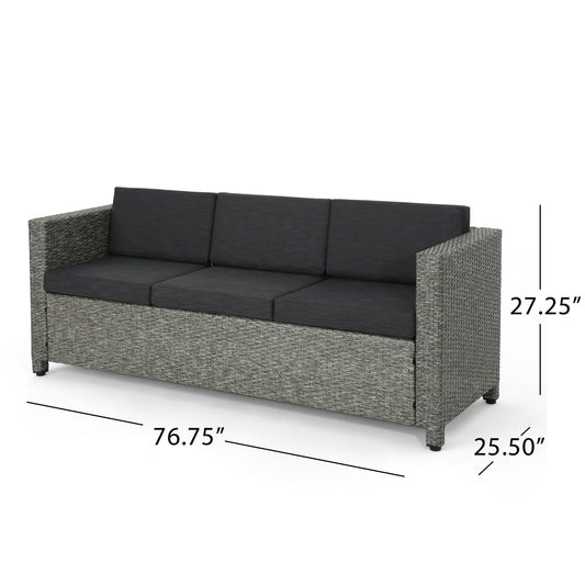 Thalassa - Outdoor 3 Seater Sofa With Removable Cushions And Steel Frame