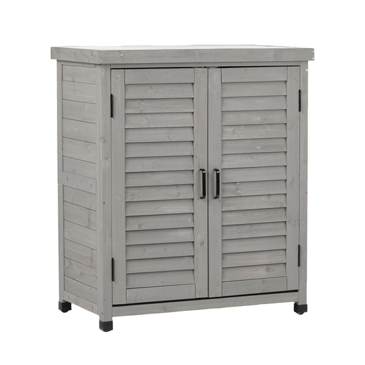 Potting Bench With Storage Cabinet And Metal Table Top For Outdoor