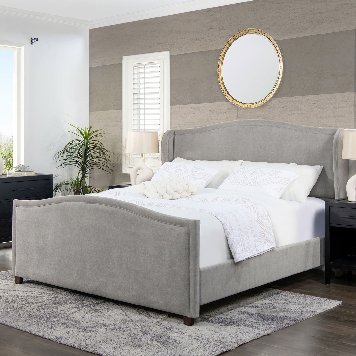 Carmen - Upholstered Wingback Panel Bed Frame