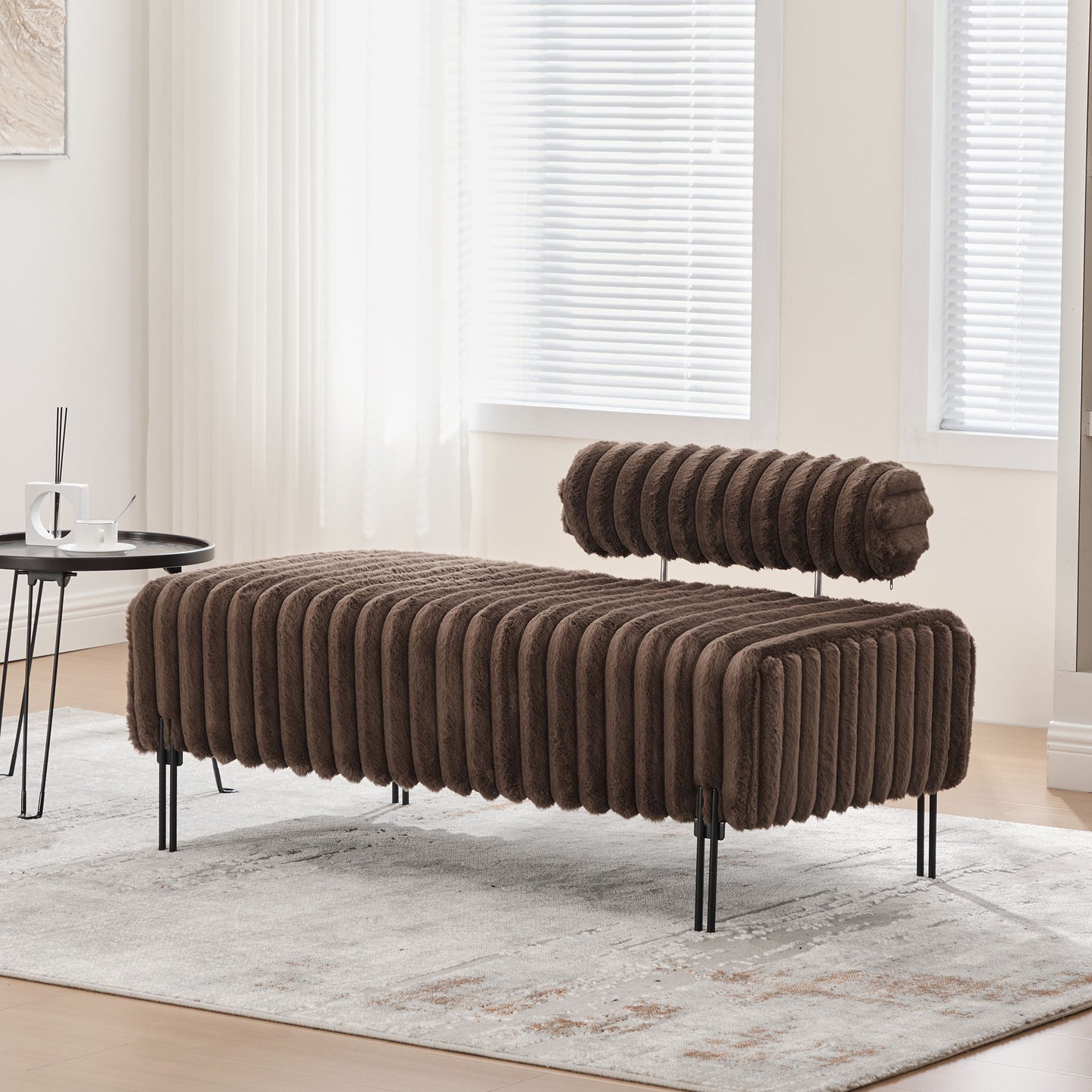Mini Loveseat With Adjustable Backrest - Brown