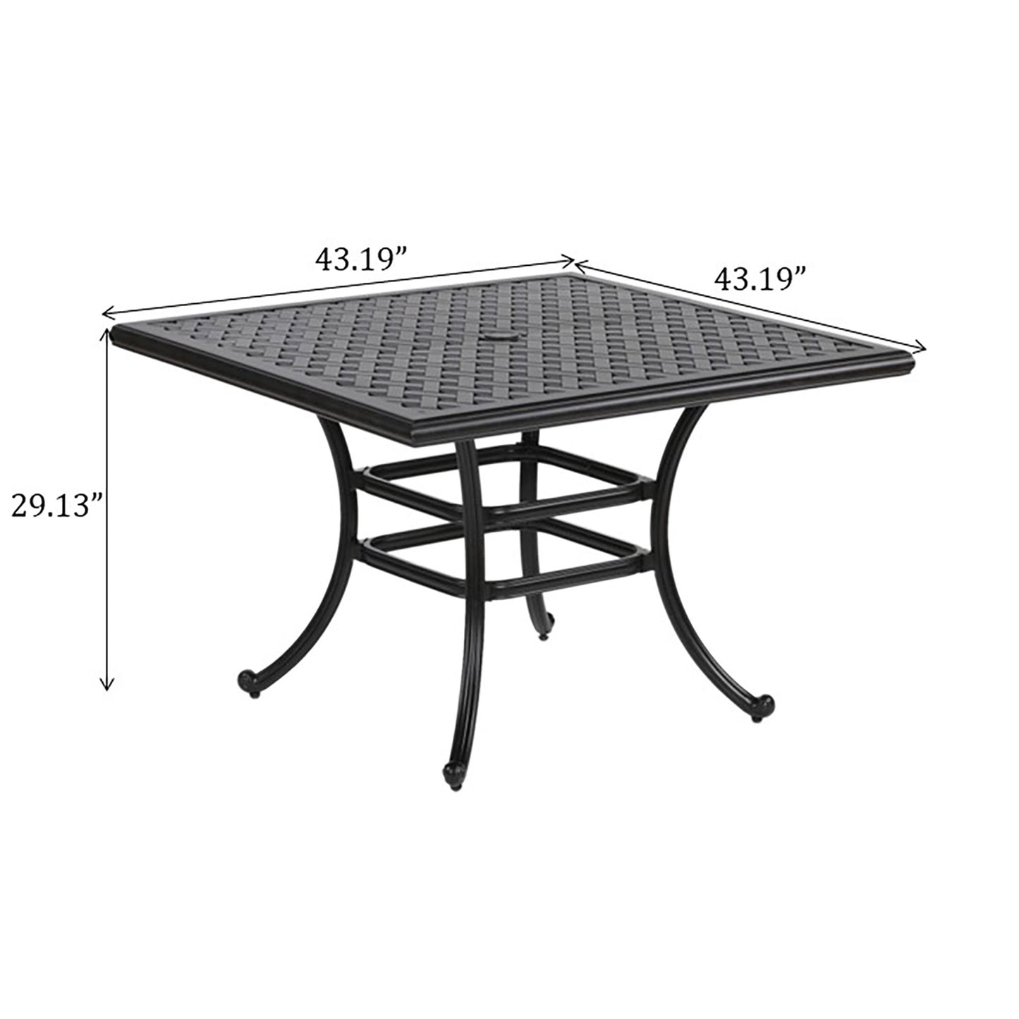 Square 4 Person 43.19" Long Aluminum Dining Set With Cushions