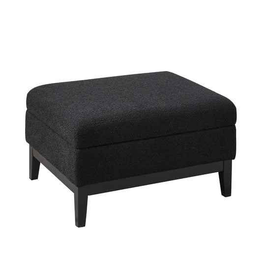 Upholstered Storage Ottoman With Reversible Lid Coffee Table With Rubberwood Legs