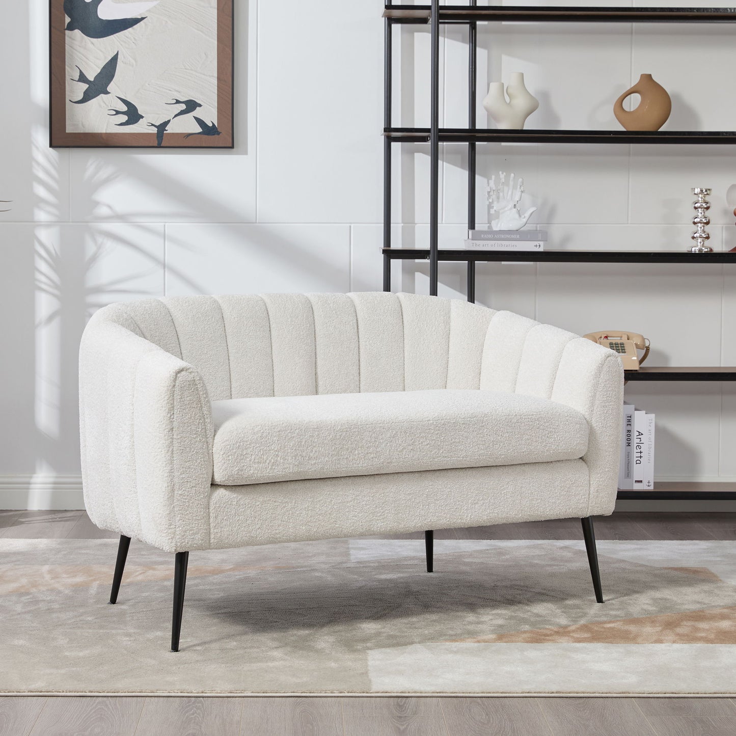 Glam Mini Loveseat, Accent Couch - Ivory
