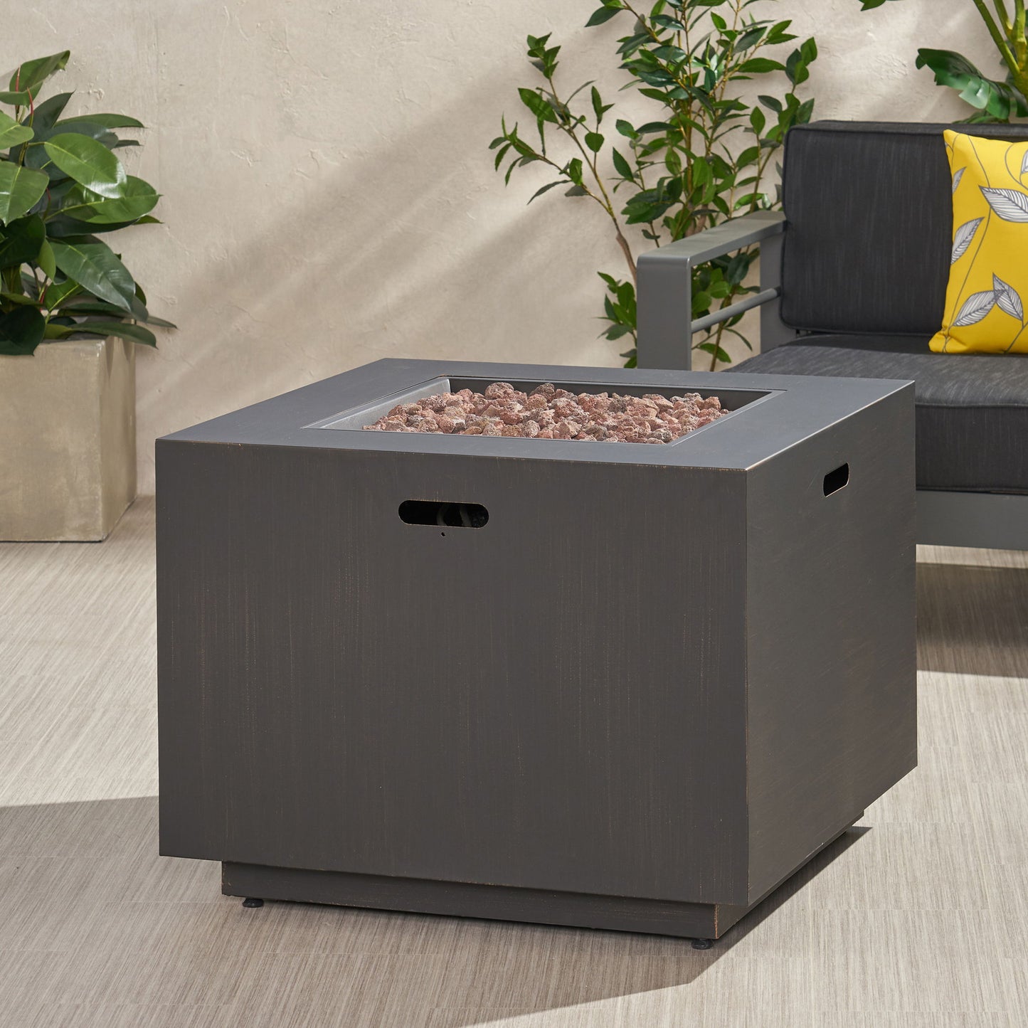 Outdoor Patio Gas Burning Fire Pit Table 50,000 Btu, Square
