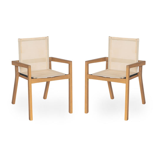 Belfast - Dining Chair With Acacia Wood Frame And Mesh Seating (Set of 2)