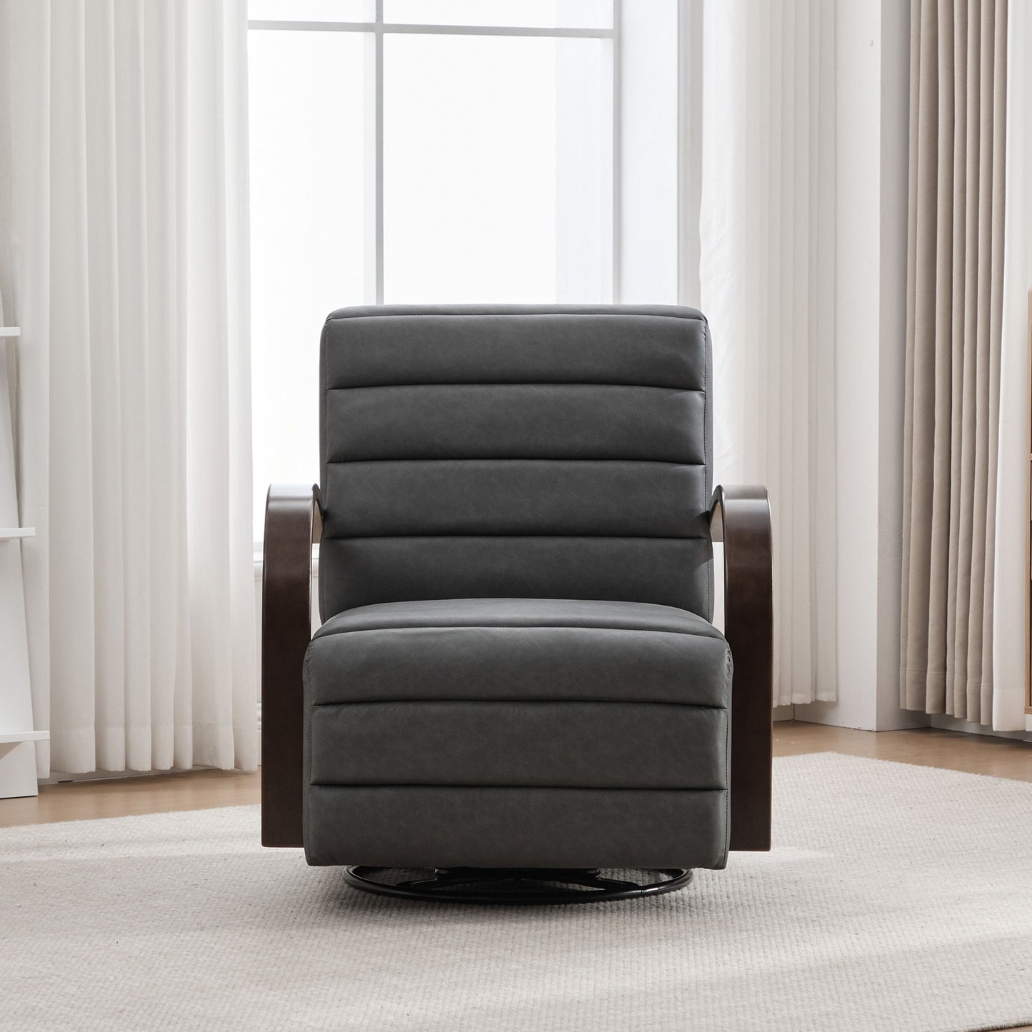 360° Swivel Accent Chair With Armrests, Comfy Lounge Reading Chair - Gray