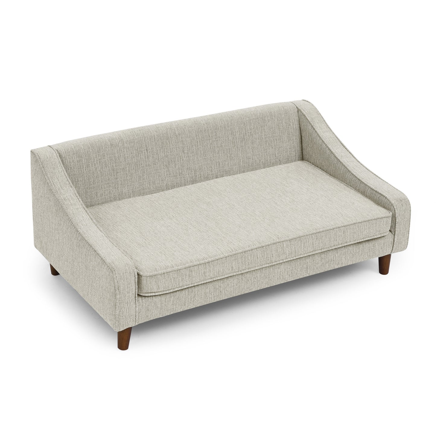 Modern Durable Elevated Dog Sofa Bed with Irregular Armrest Design, Comfortable Beige Foam Pet Sofa