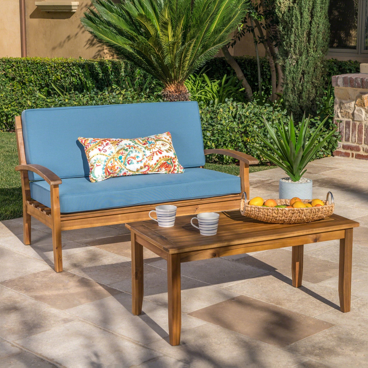 Outdoor Chat Set With Coffee Table And Loveseat