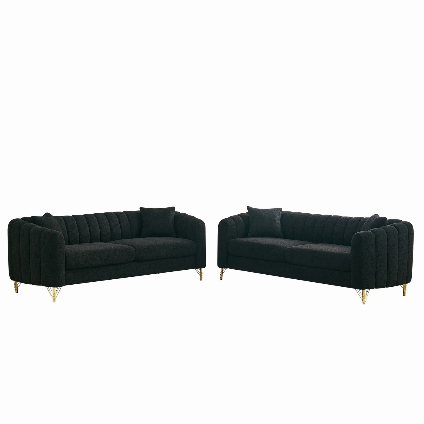 Oversized Sofa, 3 And 3 Seater, Tufted Couch For Living Room - Black