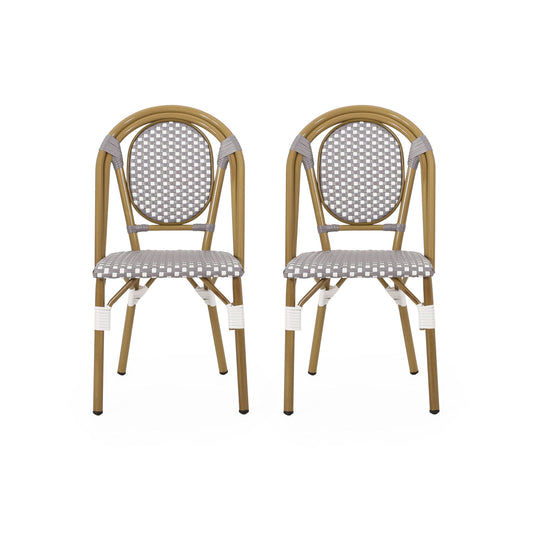 Outdoor Rattan And Aluminum French Bistro Chair Set