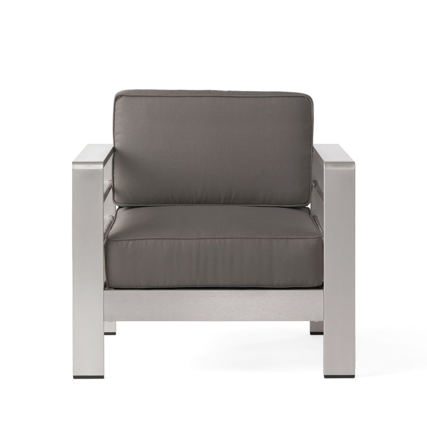 Outdoor Aluminum Club Chair With Cushion - Gray