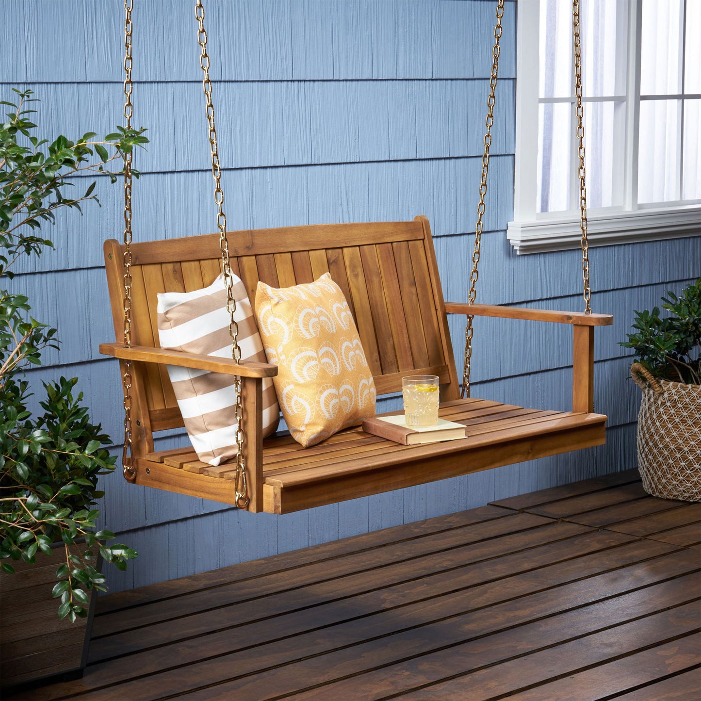 Tambora - Porch Swing Acacia Wood Slat Design