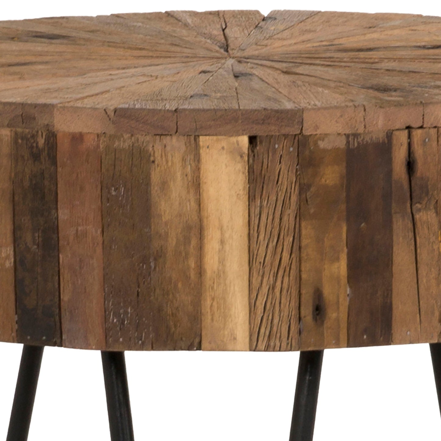 Rustic Accent Round Table With Iron Hairpin Legs